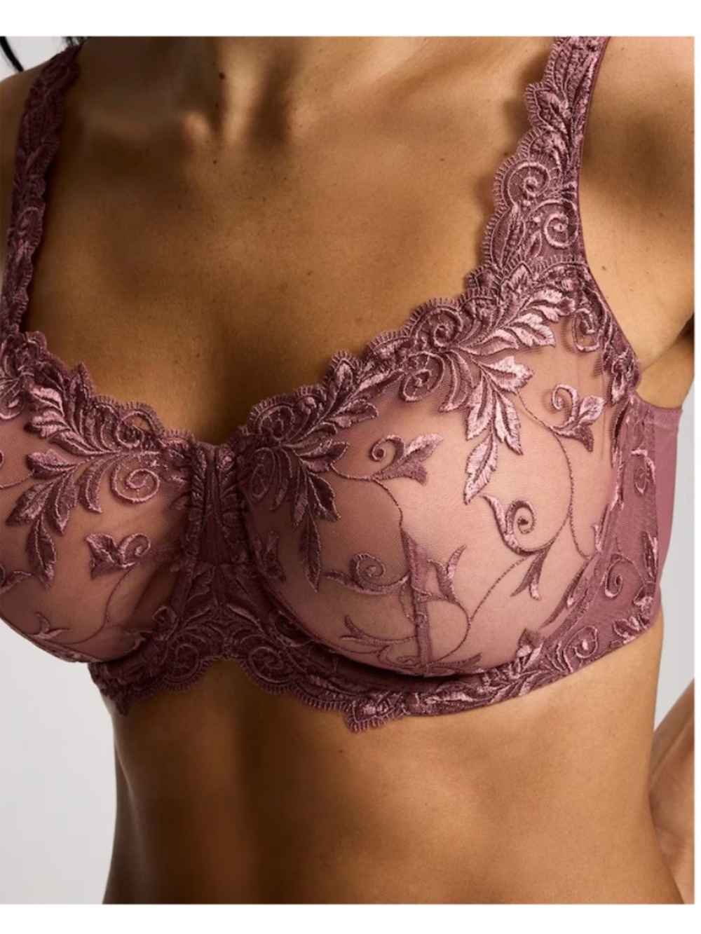 Soma Sensuous Lace Unlined Underwire Bra in Cocoa Rouge